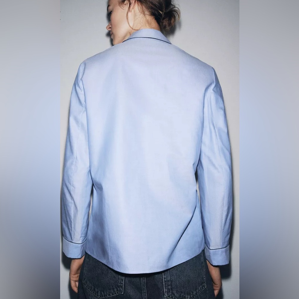 Zara Collection Contrast Piping Wrap Shirt | NWT - Picture 6 of 12